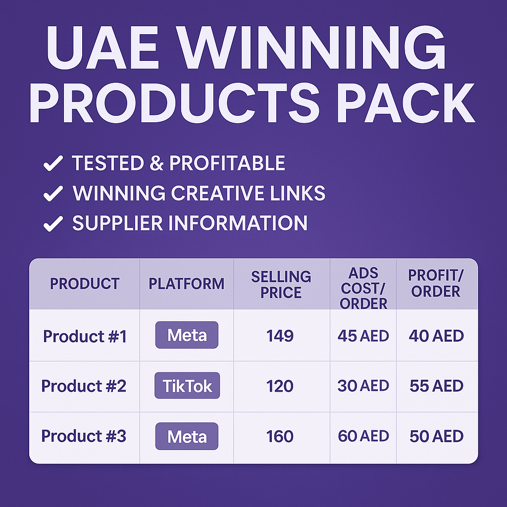 Top 3 UAE Winning Products – With Creatives & Supplier Links